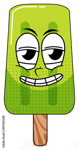 Green popsicle with happy face