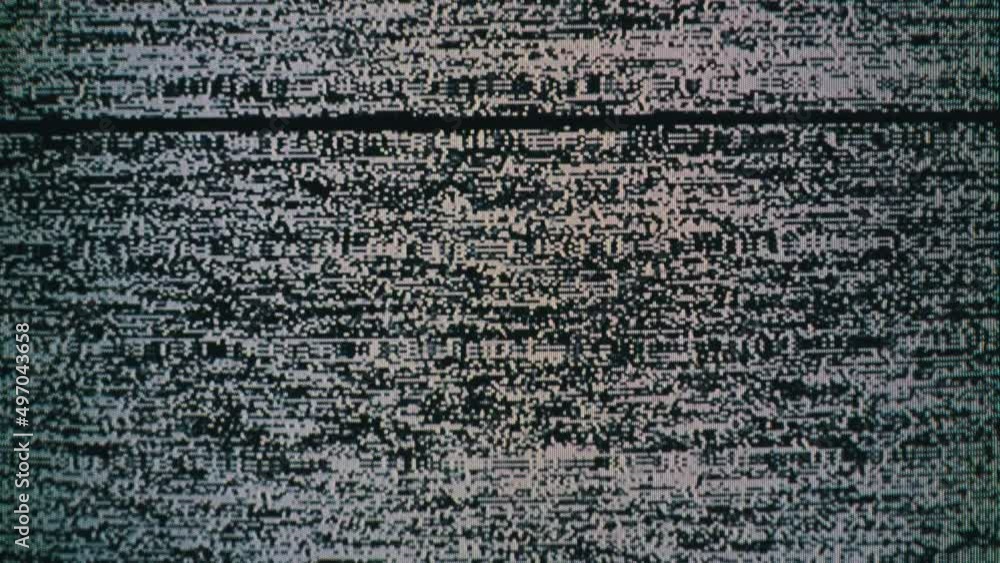 VHS noise of VCR tape on a real CRT screen with flickers, defects, and