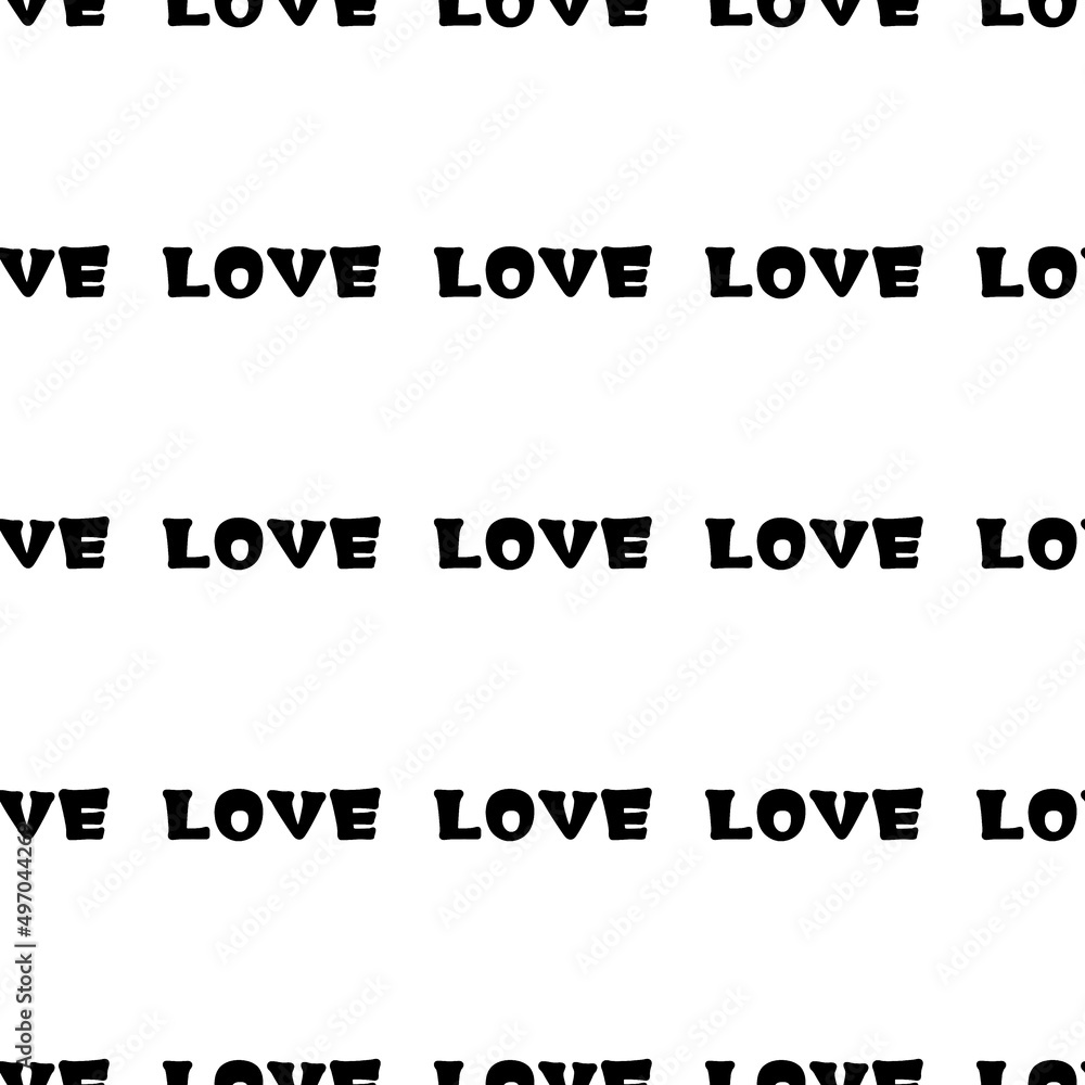 An illustration with the inscription - Love. Seamless repeating lettering. Background for scrapbooking, albums, advertising, printing, websites, mobile screensavers, bloggers.