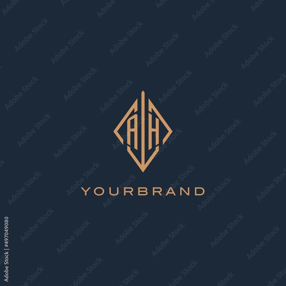 Monogram AH logo with diamond rhombus style, Luxury modern logo design ...