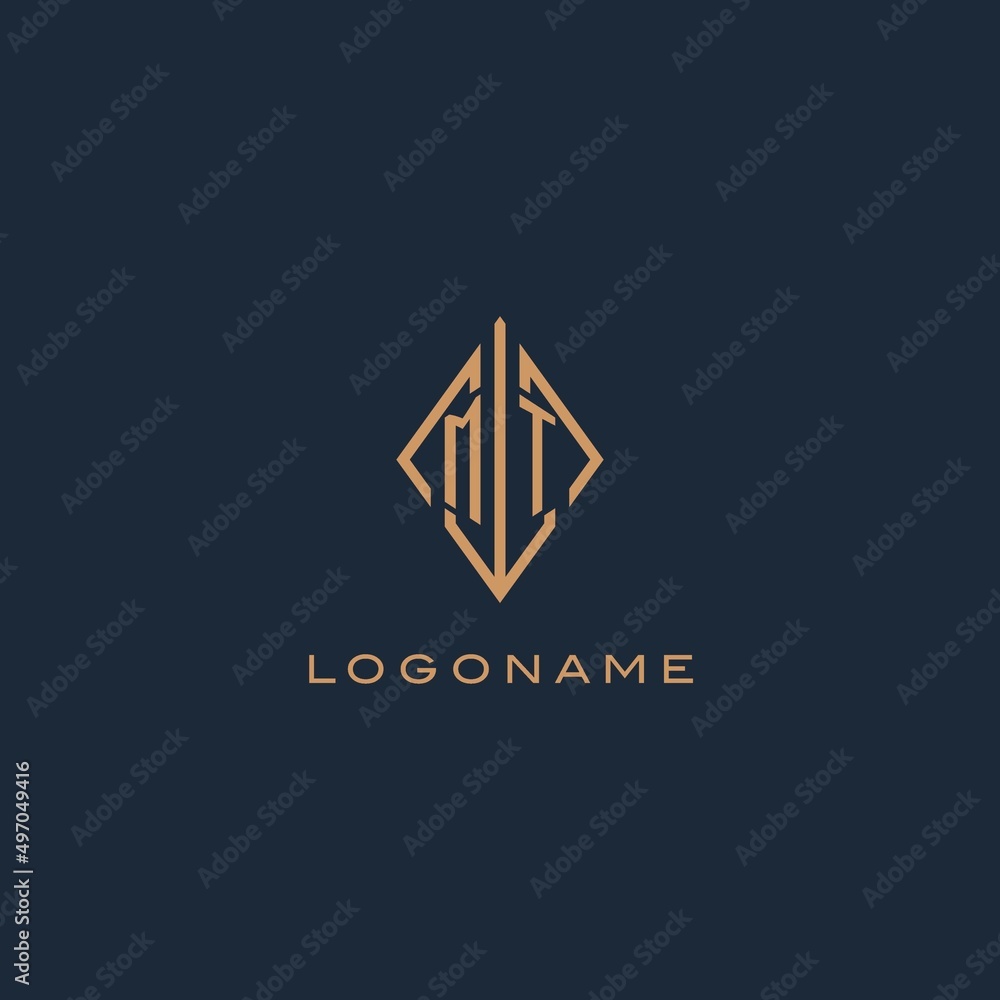 Monogram MT logo with diamond rhombus style, Luxury modern logo design ...