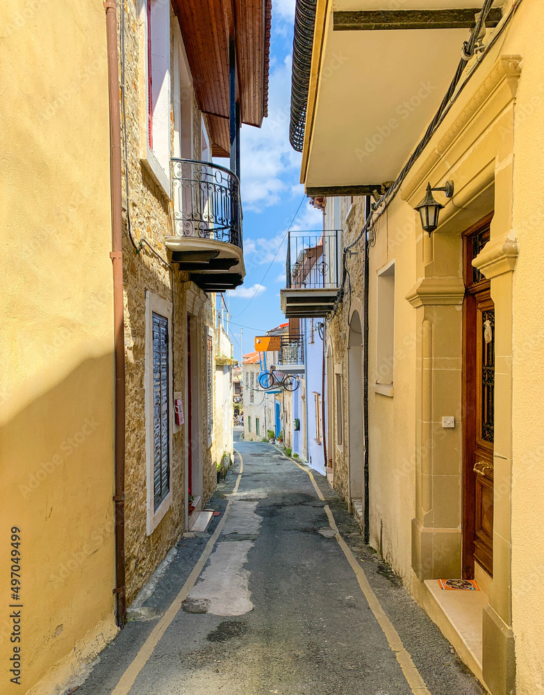 Fototapeta premium Cozy narrow street in an old village of Pano Lefkara. Larnaca, Cyprus