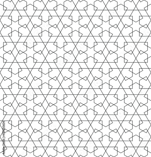 Seamless arabic geometric ornament in black color.