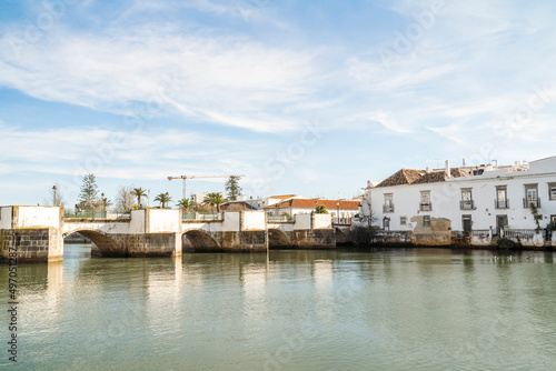 Beautiful cityscape of historic Tavira by Gilao river, Algarve, Portugal