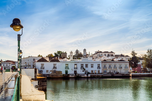 Beautiful cityscape of historic Tavira by Gilao river, Algarve, Portugal