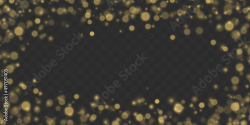 Golden bokeh, gold defocused dust, blurred light
