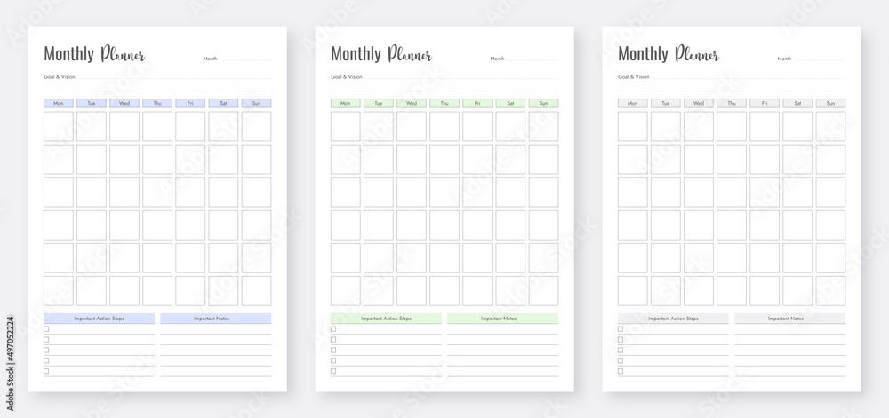 Printable Monthly Planner Template. Minimalist monthly planner template ...