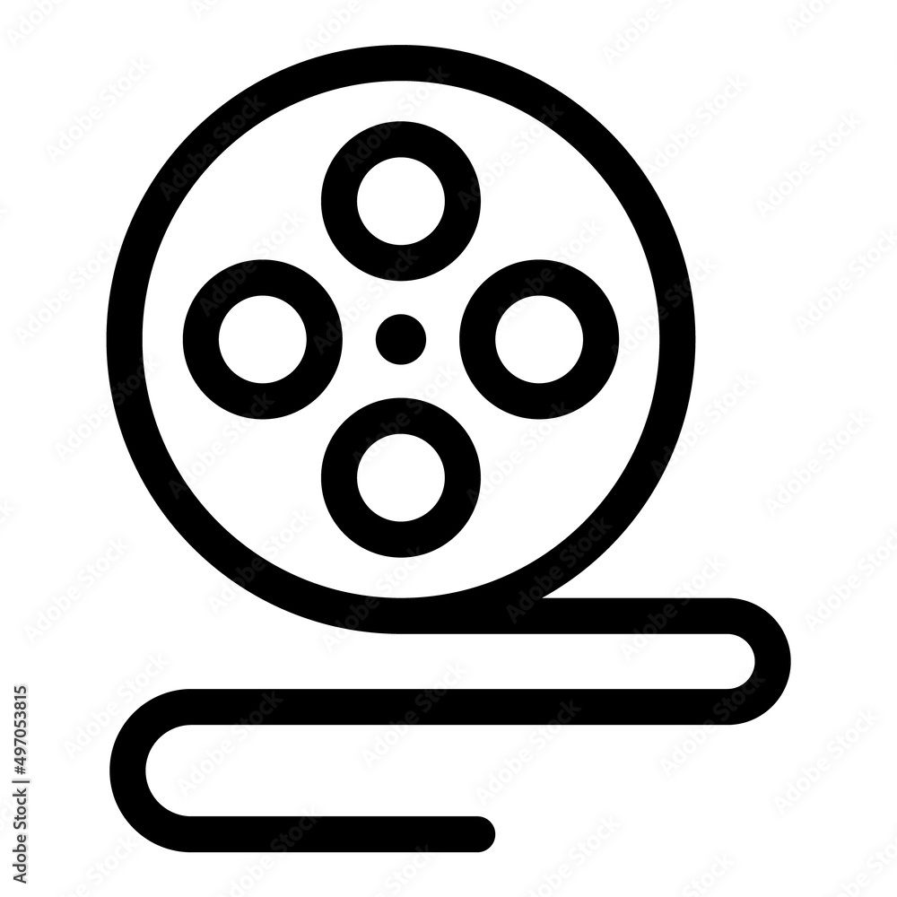 Video Film Reel Flat Icon Isolated On White Background