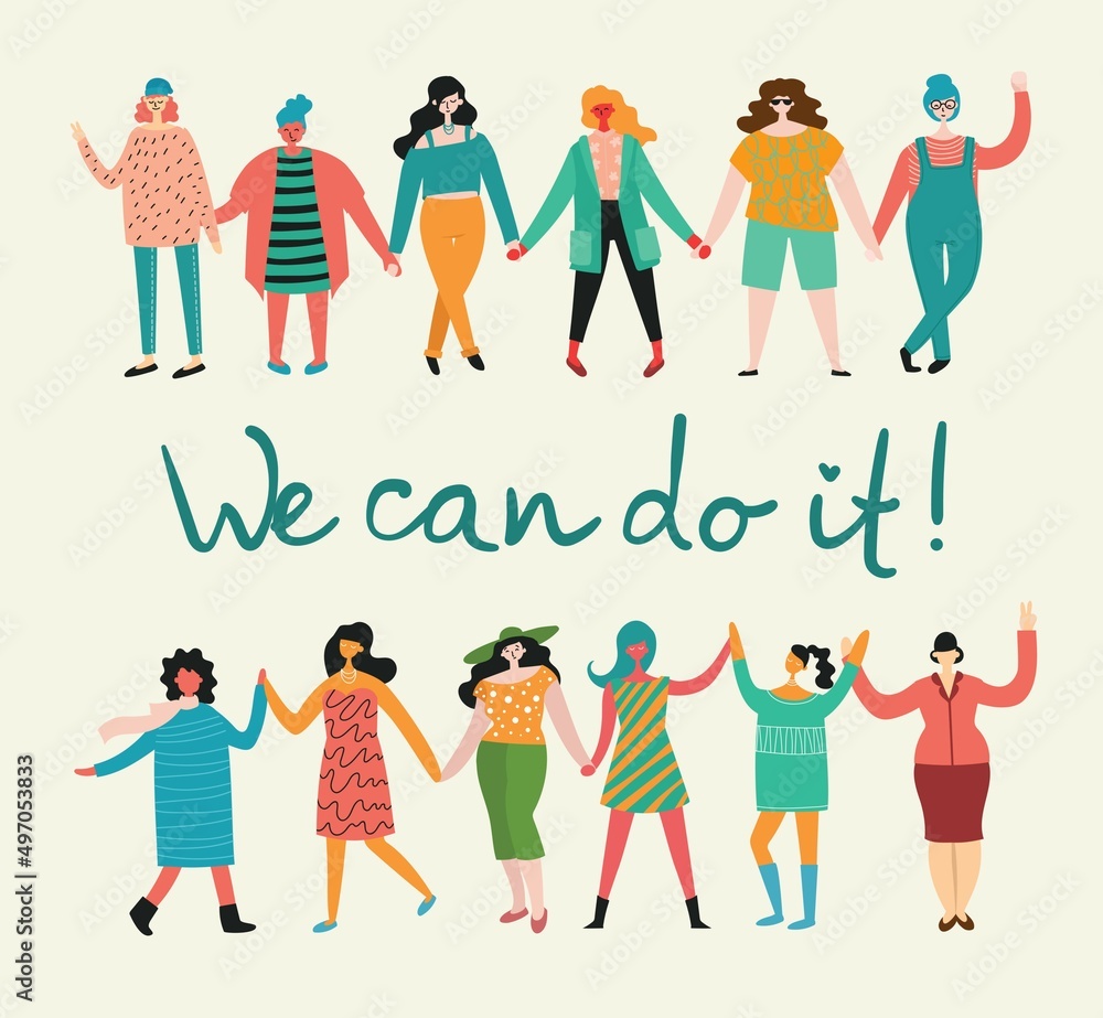 International Women's Day. Women in leadership, woman empowerment, gender equality concepts. Crowd of women of diverse age, races and occupation. International Women's Day. Women in leadership, woman empowerment, gender equality concepts. Crowd of women of diverse age, races and occupation.