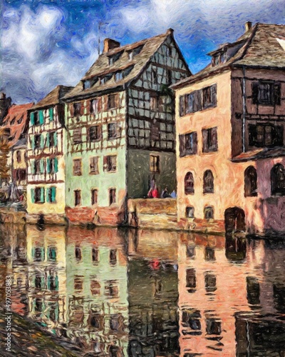 Photography Colorful painting modern artistic artwork, real brush strokes, drawing in oil Eu
