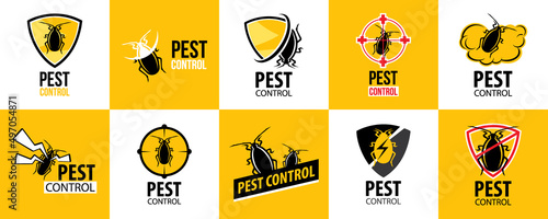 Vector set of logos for pest control company photo