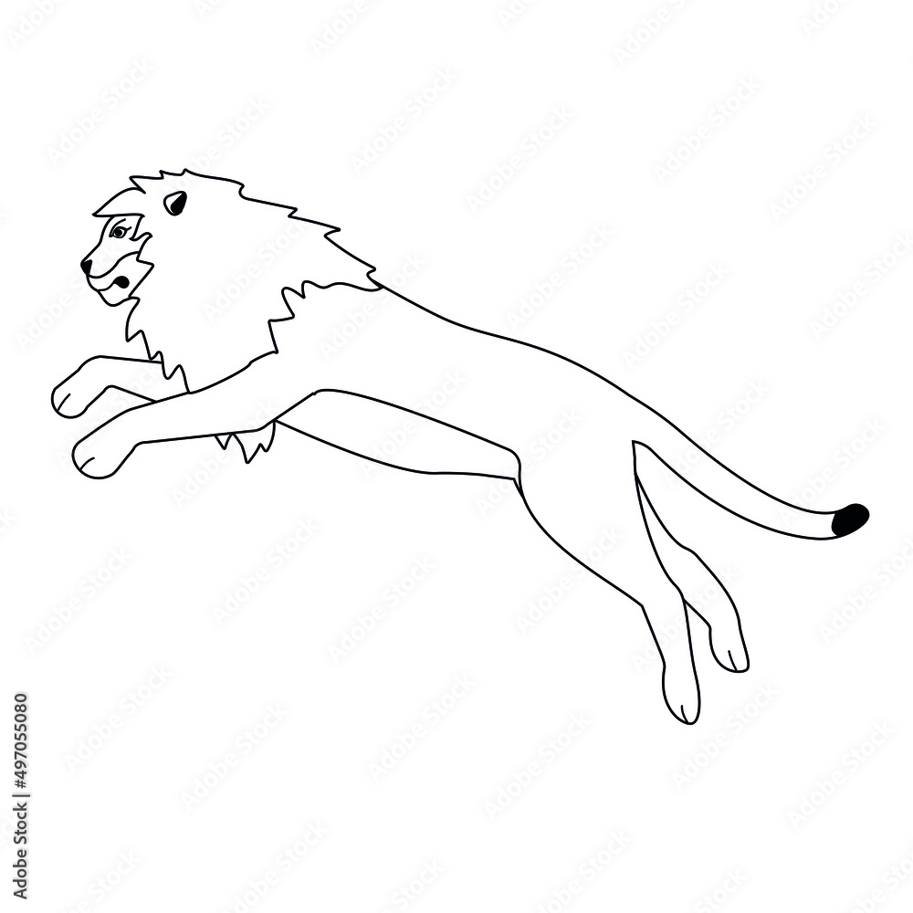 Vector flat jumping lion isolated on white background Vector flat jumping lion isolated on white background