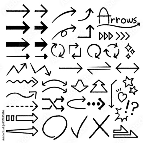 手書きの矢印セット（黒）