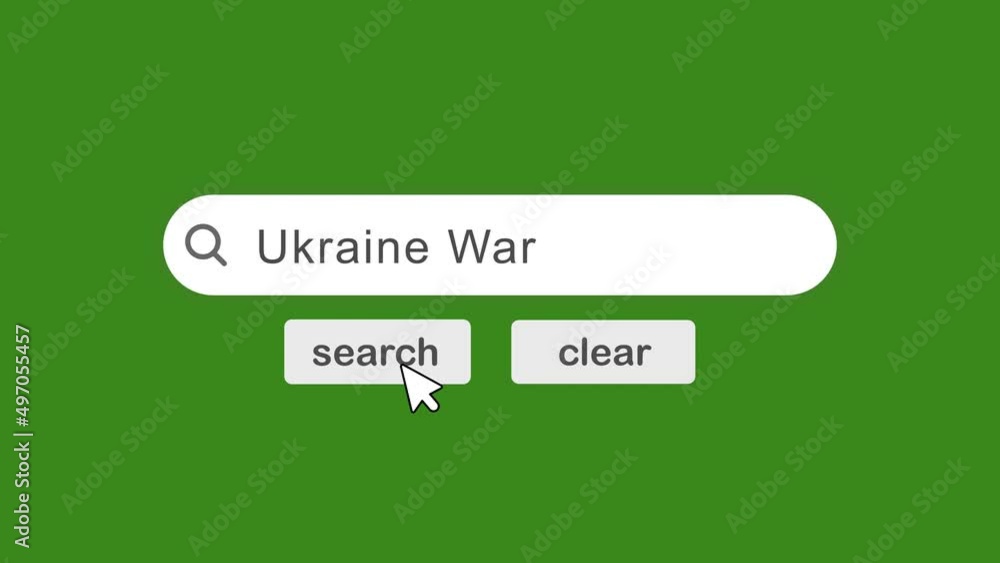 ukraine war Search Bar with click Animation On Green Background ukraine war Search Bar with click Animation On Green Background