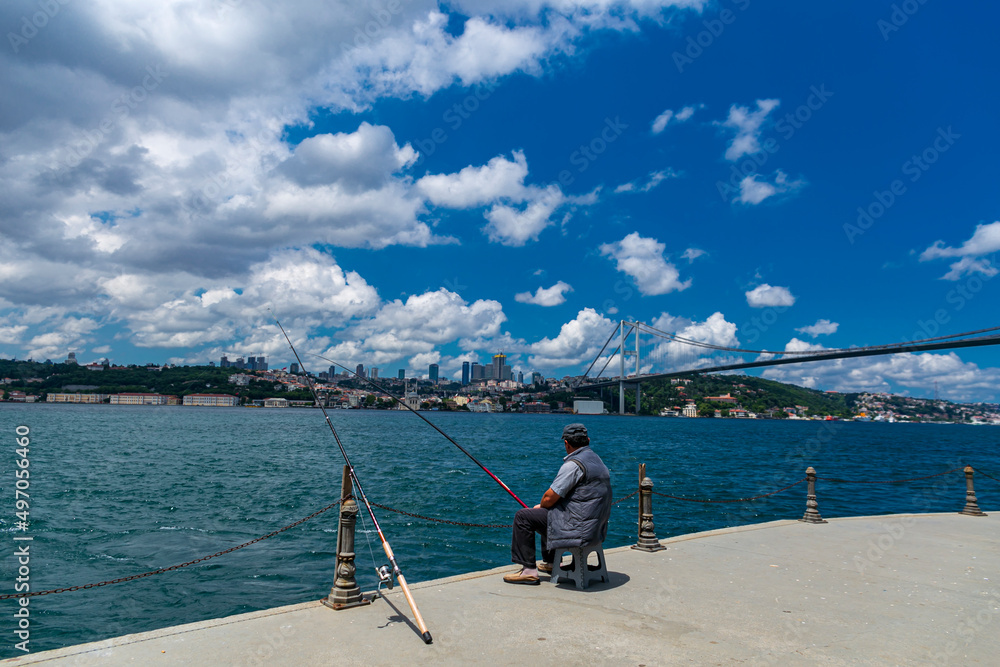 Istanbul city view with blue sky