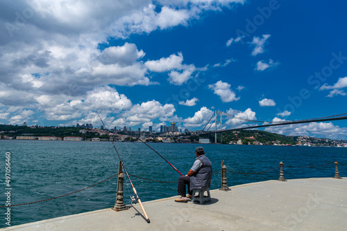 Istanbul city view with blue sky