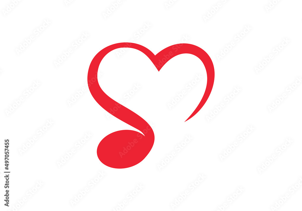 Musical note heart shape vector logo design Musical note heart shape vector logo design