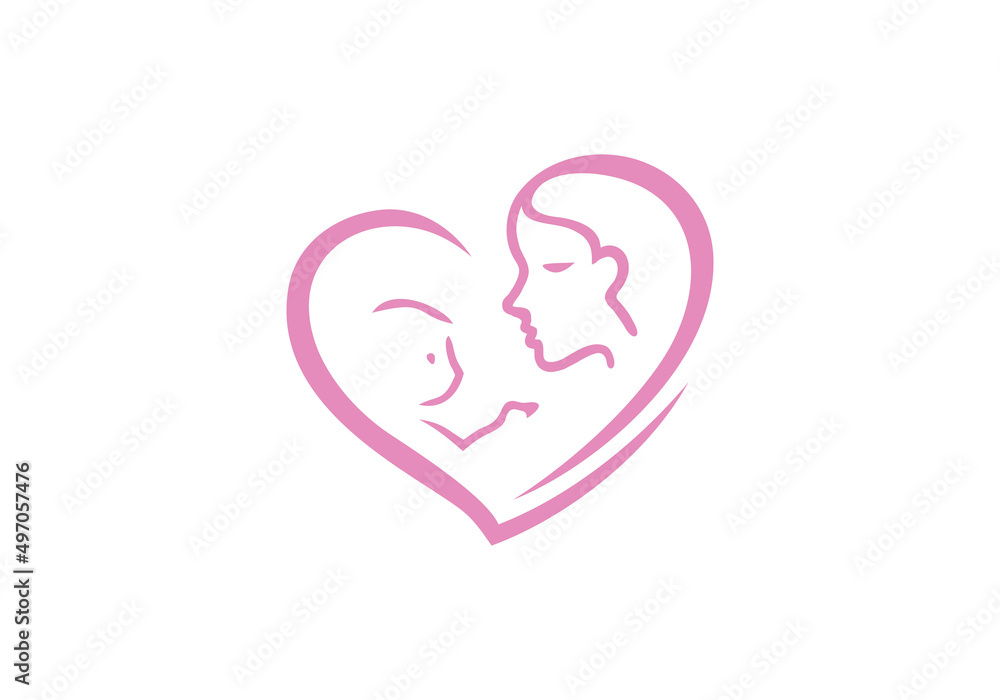 mom heart love boy logo