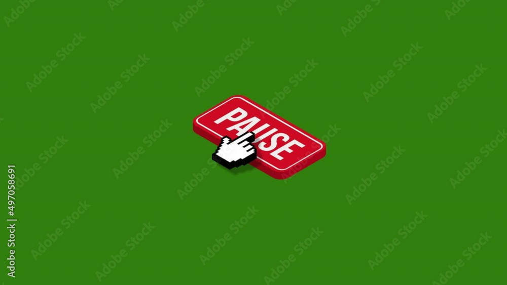 Click pause isometric button button animation.green background.4K ...