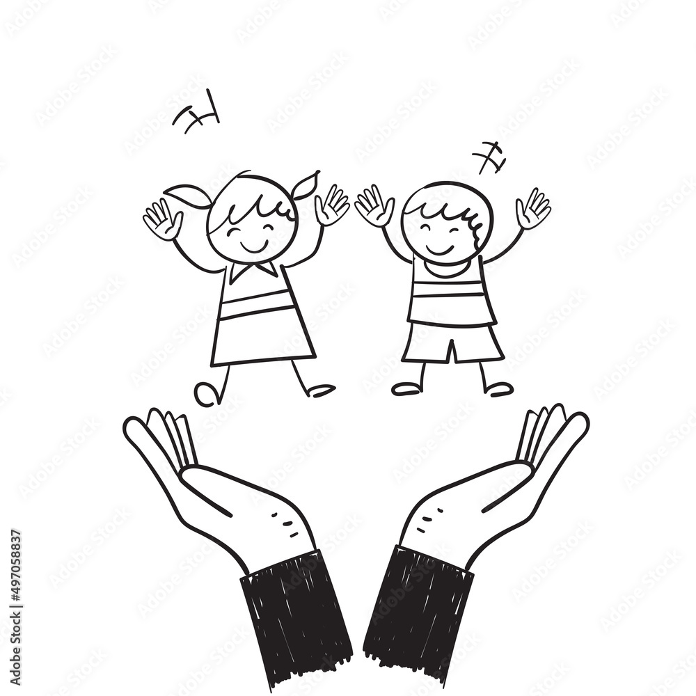hand drawn doodle child care and protect illustration icon isolated hand drawn doodle child care and protect illustration icon isolated