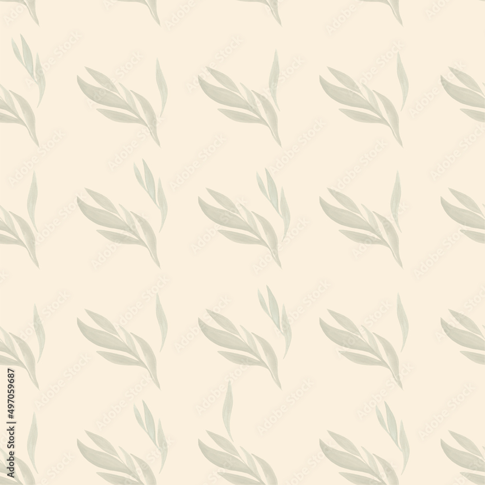 Seamless watercolor pattern of green branches Seamless watercolor pattern of green branches