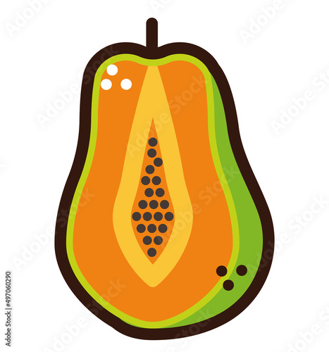 half papaya fruit doodle