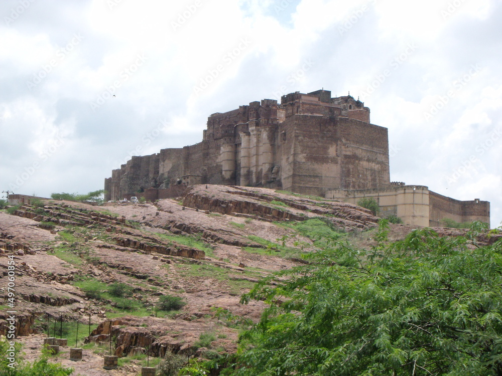 Jodhpur, Rajasthan, India, August 14, 2011: Mehrangarh Fort seen from Jodhpur