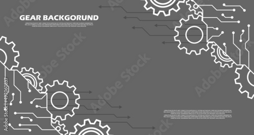 Futuristic geometric data abstract cogwheel pattern. on gray technology background ep.8
