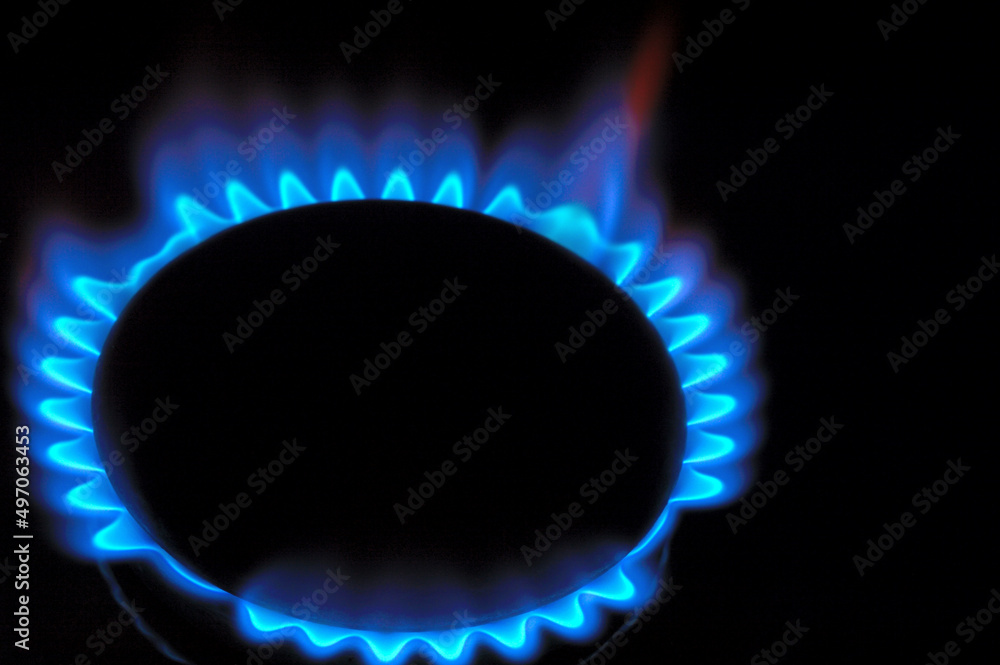 gas burner with burning gas. dark background gas burner with burning gas. dark background
