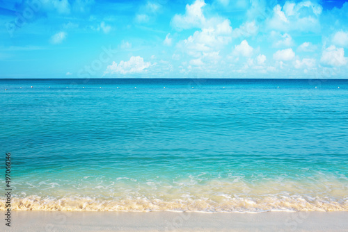 Beautiful caribbean sea and blue sky . Travel background.