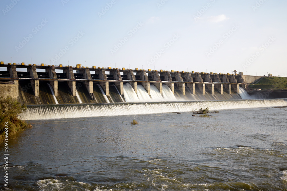 Water spilling over the Waghur Dam