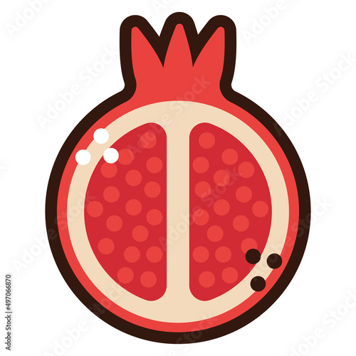half pomegranate fruit doodle