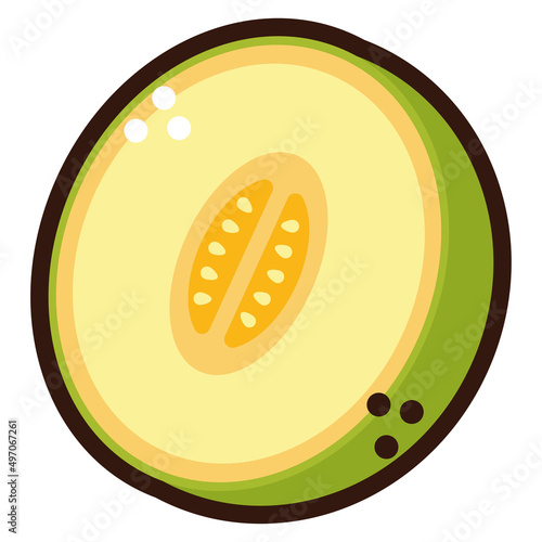 half cantaloupe fruit doodle