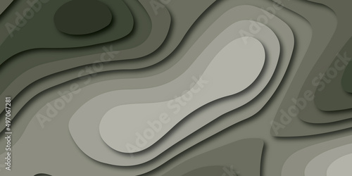 Abstract background with waves. Abstract papercut and multi layer cutout geometric pattern on vector.Panorama view beautiful gray color papercut background.
