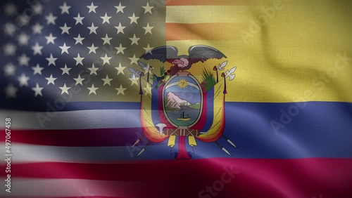 USA Ecuador Flag Loop Background 4K
