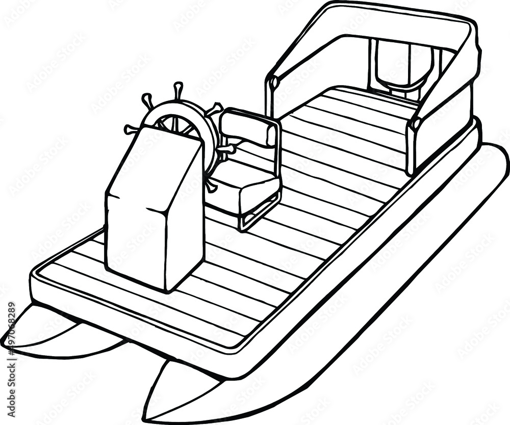 pontoon boat lake boat line art Stock Vector Adobe Stock