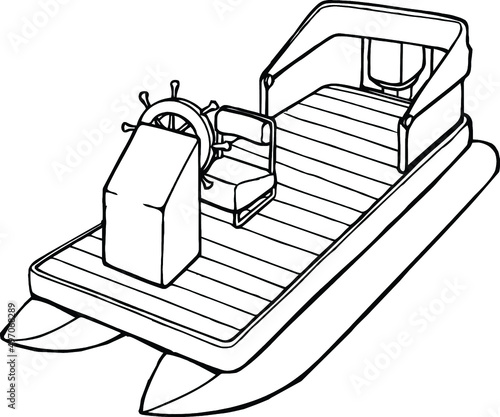 pontoon boat | lake boat | line art

