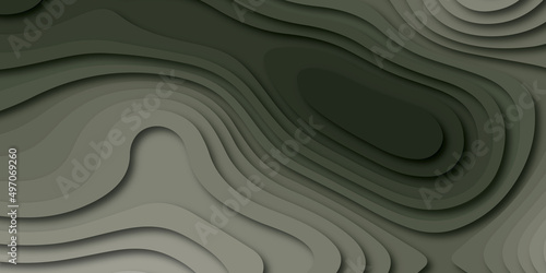 Abstract background with waves. Abstract papercut and multi layer cutout geometric pattern on vector.Panorama view beautiful gray color papercut background.