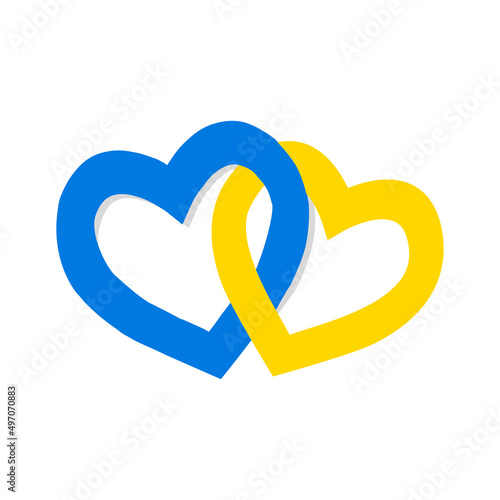 Ukraine flag in heart shape concept vector illustration. Together with Ukraine.
