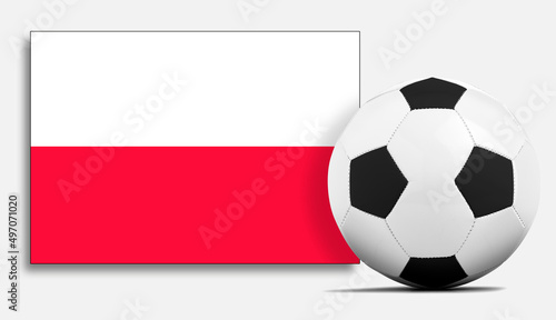 Blank Soccer ball with Poland national team flag.