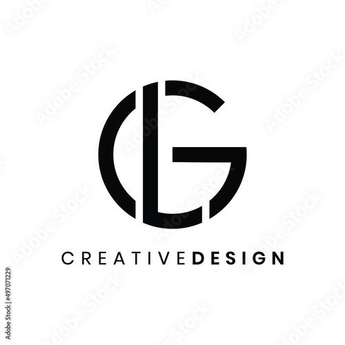Modern circle letter GL or LG logo design vector