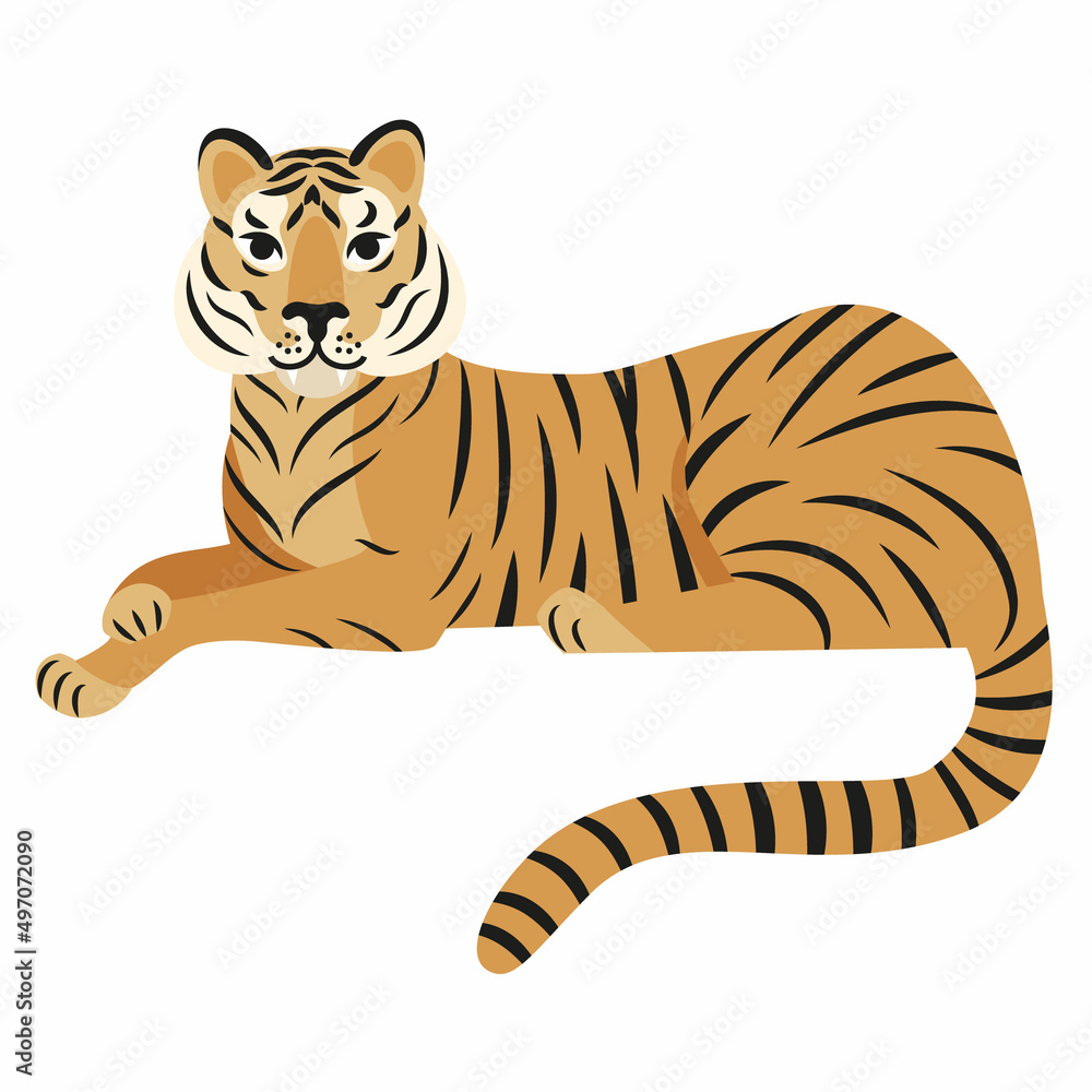 Cute tiger illustration isolated on white background