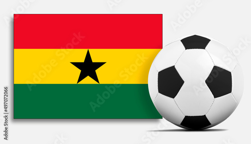 Blank Soccer ball with Ghana national team flag.