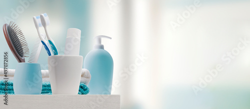 Obraz na płótnie Toiletries and towels in the bathroom
