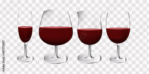 Glasses for wine. Realistic wine glasses on a transparent background