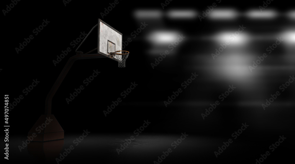 Basketball stadium and spot lights, 3d rendering