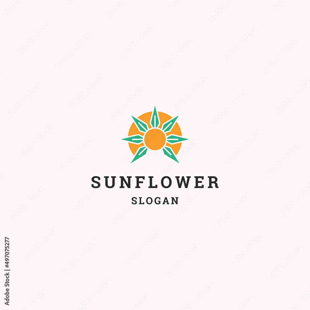 Sun flower logo icon flat design template 