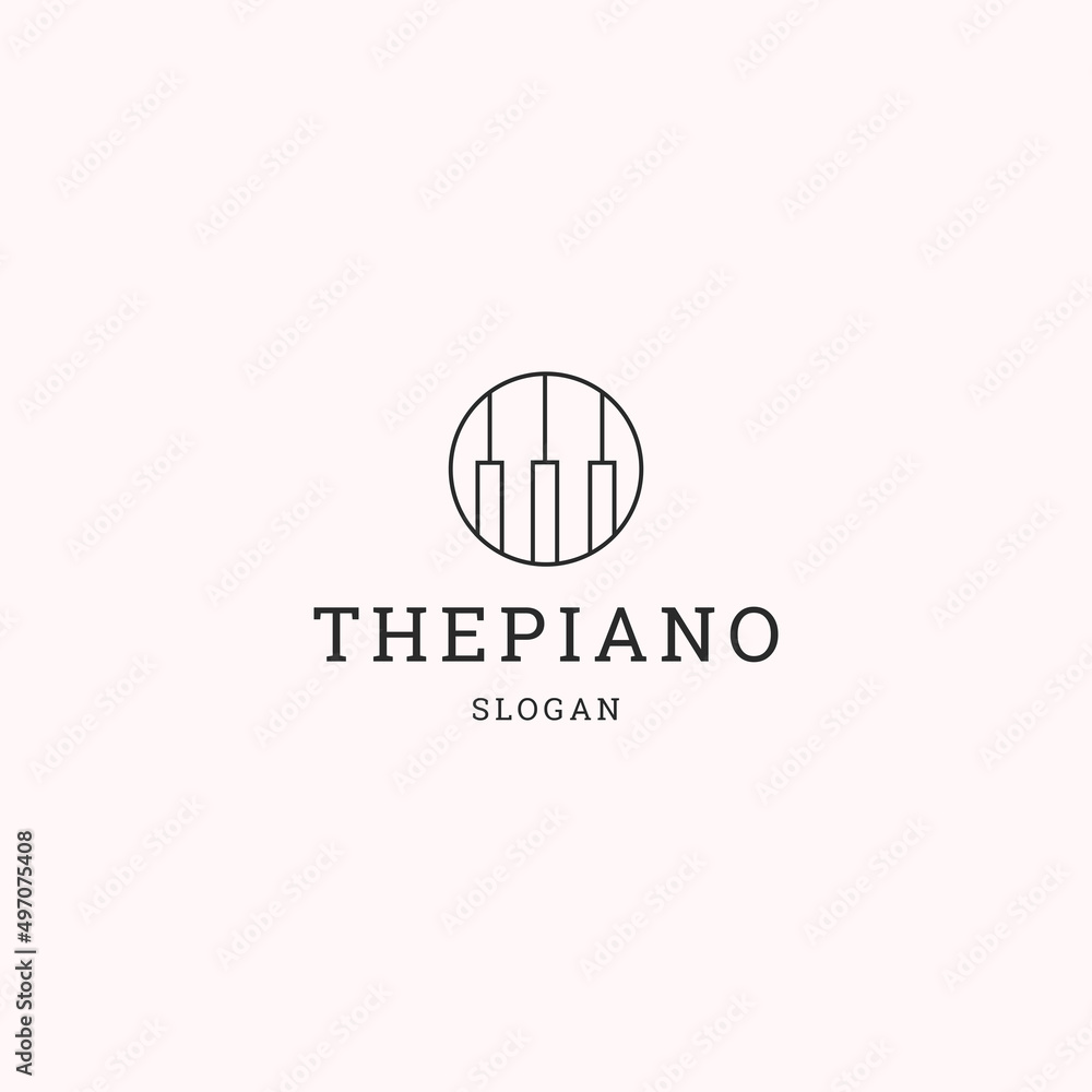 The piano logo icon flat design template 