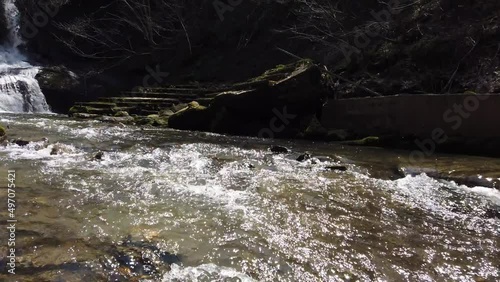 Water fall in spring mountain. At Ishikawa, Japan. photo