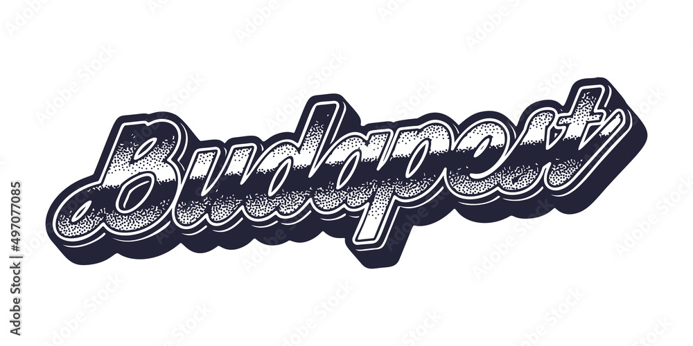 Fototapeta premium Budapest city name in retro three-dimensional graphic style